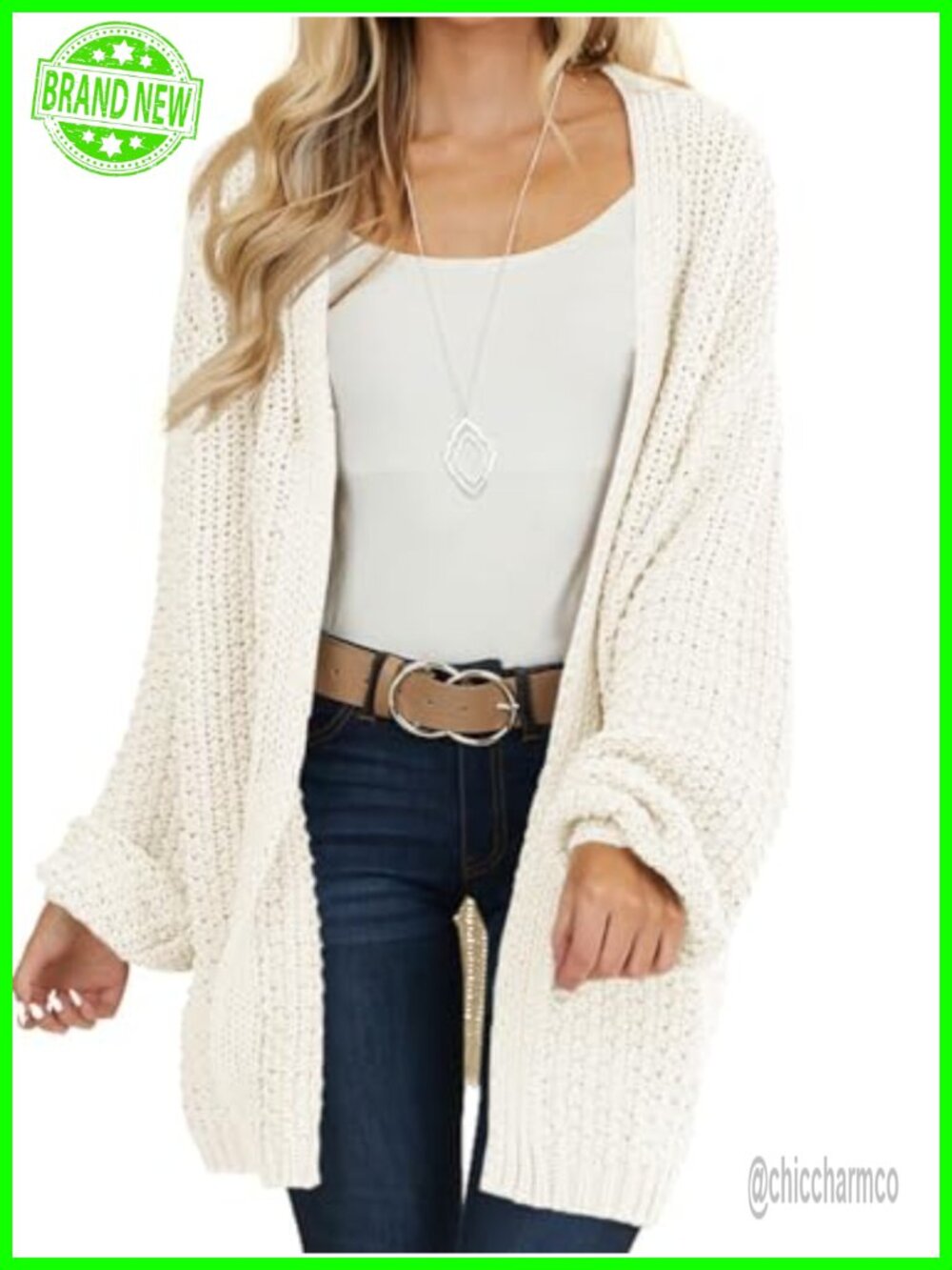 Oversized Open Front Chunky Knit Cardigan Long Sleeve Slouchy Sweater Coat